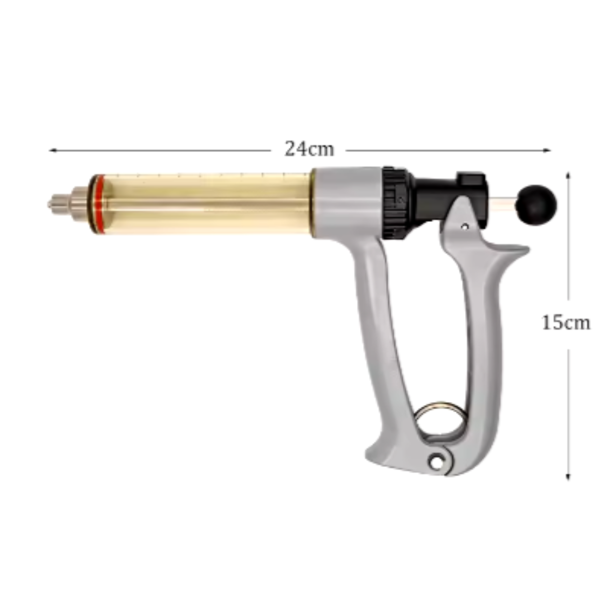 Jeringa Automática 50cc Cuerpo Metal y Tubo Plástico