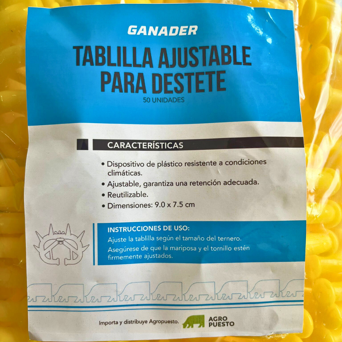 Tablilla Ganader Ajustable para Destete 001 (50 unidades)