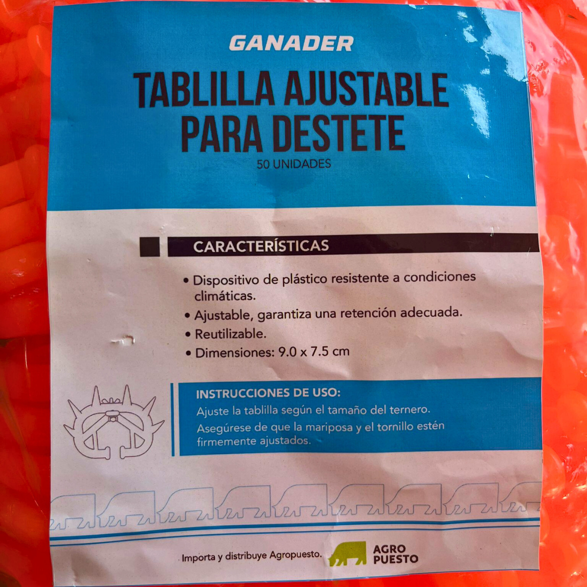 Tablilla Ganader Ajustable para Destete 001 (25 unidades)